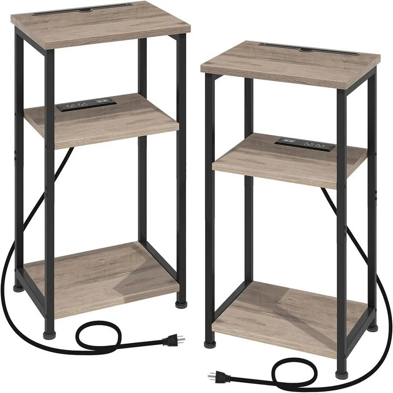 Narrow Side Table with Charging Station - 15.35D x 11.8W x 22.8H