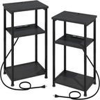 Narrow Side Table with Charging Station - 15.35D x 11.8W x 22.8H