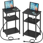 Narrow Side Table with Charging Station - 15.35D x 11.8W x 22.8H