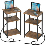 Narrow Side Table with Charging Station - 15.35D x 11.8W x 22.8H
