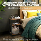 Narrow Side Table with Charging Station - 15.35D x 11.8W x 22.8H