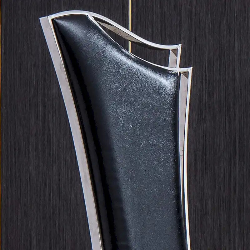 Modern Velvet Dining Chair Set of 2, Unique Backrest Design, Silver Mirrored Legs, Black/Blue