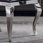 Modern Velvet Dining Chair Set of 2, Unique Backrest Design, Silver Mirrored Legs, Black/Blue