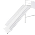 Twin Metal Cabin Loft Bed with Built-In Slide & Two-Sided Writable Wooden Board for Kids