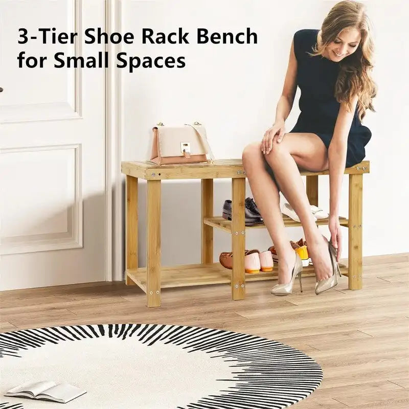 hoe Rack Bench for Entryway - 33.5D x 11.02W x 17.7H