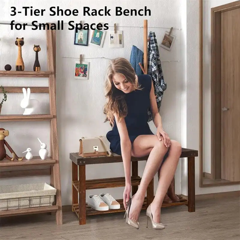 hoe Rack Bench for Entryway - 33.5D x 11.02W x 17.7H