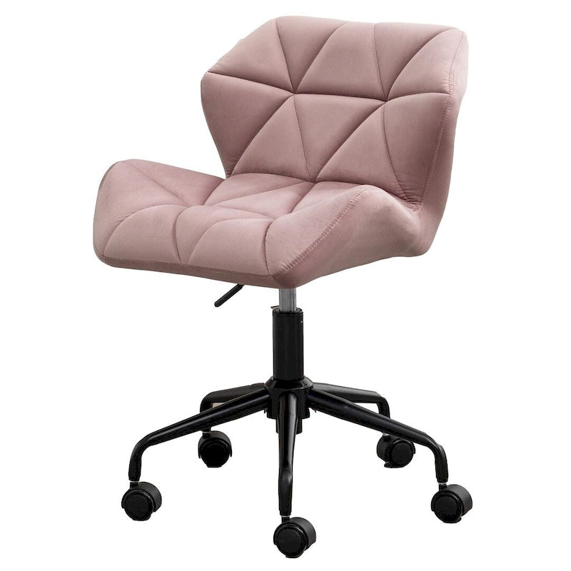 Diamond Tufted Velvet Armless Swivel Office Chair, 360° Rotation, Pneumatic Gas Lift, 4 Colors
