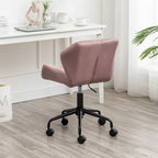 Diamond Tufted Velvet Armless Swivel Office Chair, 360° Rotation, Pneumatic Gas Lift, 4 Colors