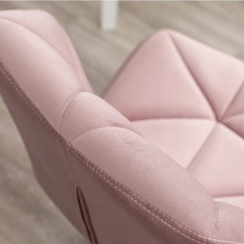 Diamond Tufted Velvet Armless Swivel Office Chair, 360° Rotation, Pneumatic Gas Lift, 4 Colors