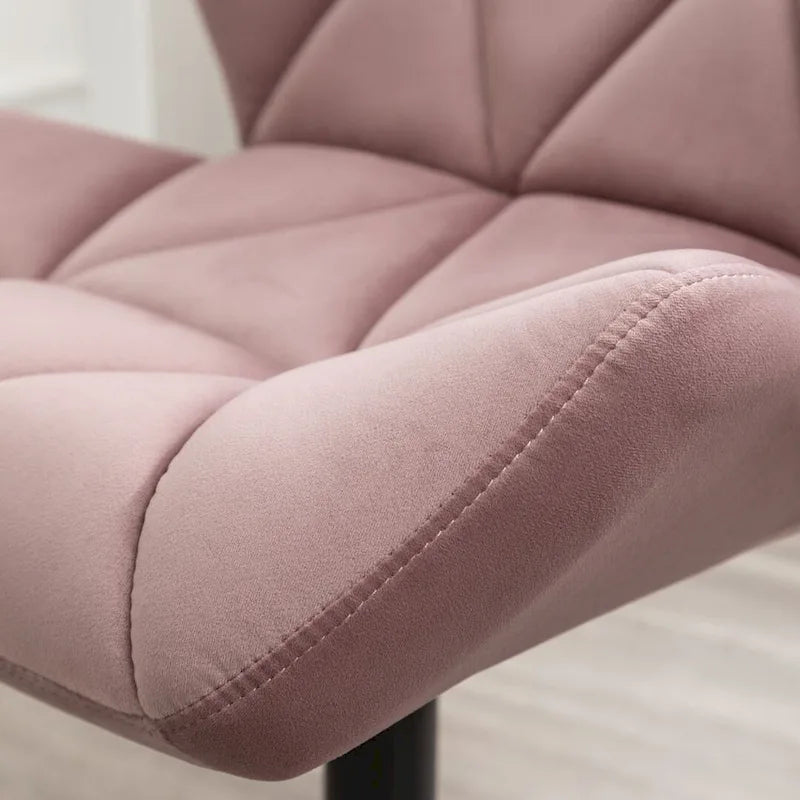 Diamond Tufted Velvet Armless Swivel Office Chair, 360° Rotation, Pneumatic Gas Lift, 4 Colors