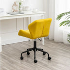 Diamond Tufted Velvet Armless Swivel Office Chair, 360° Rotation, Pneumatic Gas Lift, 4 Colors
