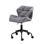 Diamond Tufted Velvet Armless Swivel Office Chair, 360° Rotation, Pneumatic Gas Lift, 4 Colors