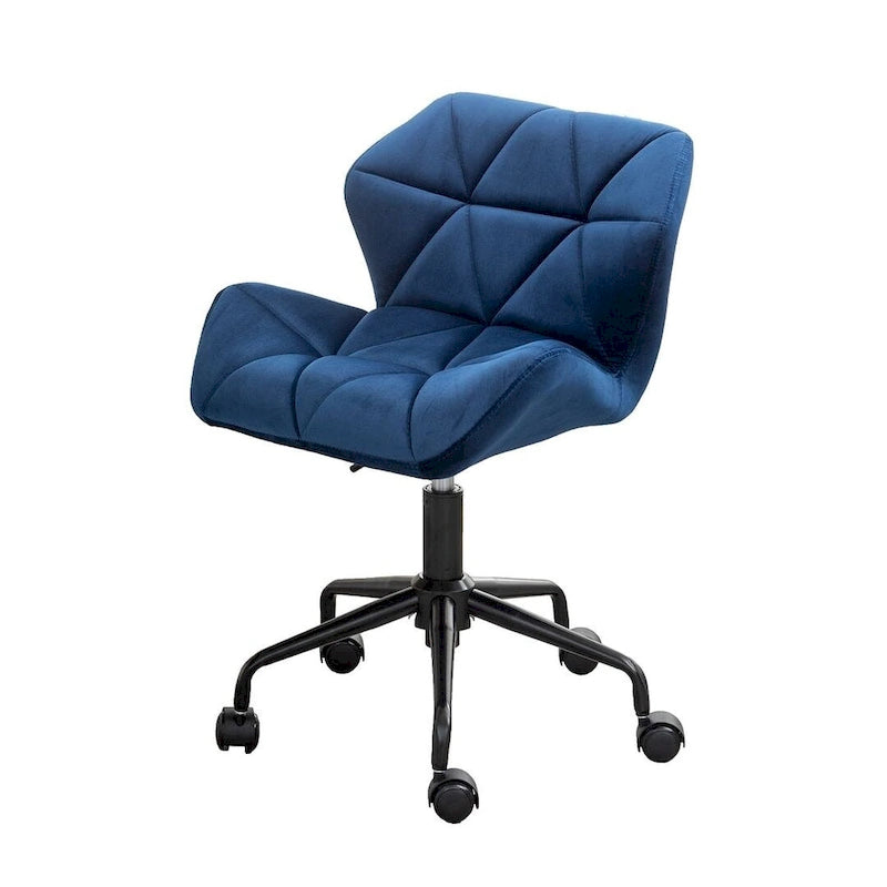 Diamond Tufted Velvet Armless Swivel Office Chair, 360° Rotation, Pneumatic Gas Lift, 4 Colors