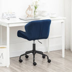 Diamond Tufted Velvet Armless Swivel Office Chair, 360° Rotation, Pneumatic Gas Lift, 4 Colors