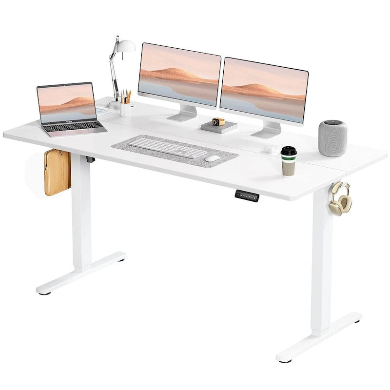 Electric Height Adjustable Standing Desk with Memory Settings, Wiring Holes, 176 lb Capacity