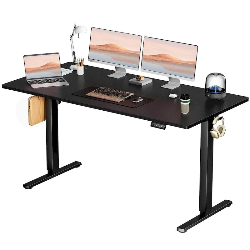 Electric Height Adjustable Standing Desk with Memory Settings, Wiring Holes, 176 lb Capacity