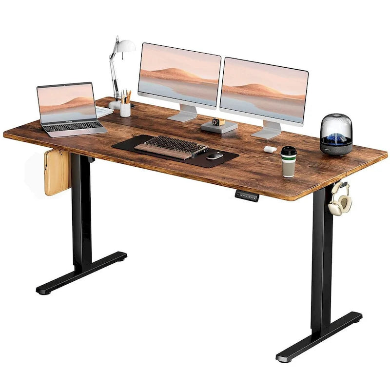 Electric Height Adjustable Standing Desk with Memory Settings, Wiring Holes, 176 lb Capacity