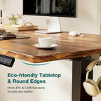 Electric Height Adjustable Standing Desk with Memory Settings, Wiring Holes, 176 lb Capacity