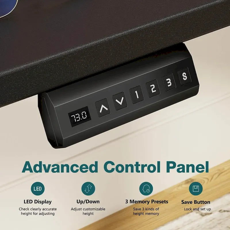Electric Height Adjustable Standing Desk with Memory Settings, Wiring Holes, 176 lb Capacity