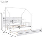 Full Solid Wood House Day Bed with Trundle