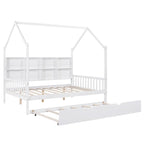 Full Solid Wood House Day Bed with Trundle