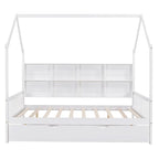 Full Solid Wood House Day Bed with Trundle